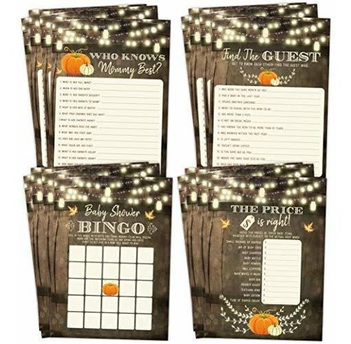 Fall Pumpkin Baby Shower Games, Bingo Amarillo Neutro, Encue