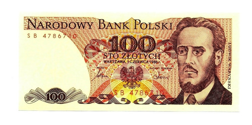 Billete Polonia 100 Zlotych 1986