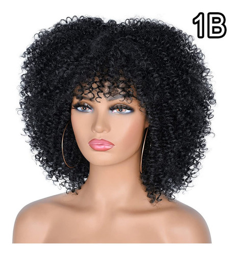 Peluca De Fibra Afro Rizada Con Rizos Perfectos