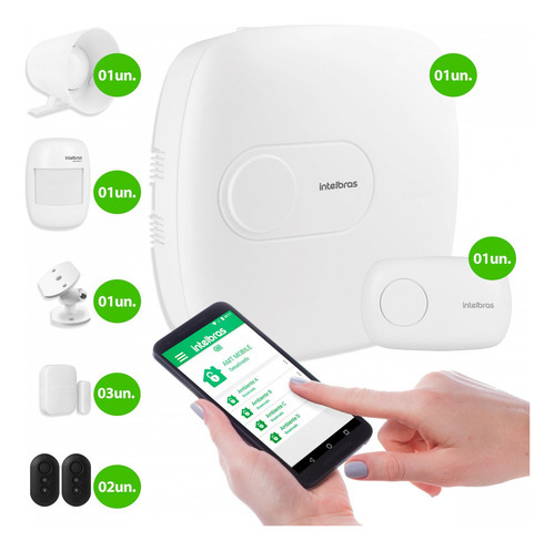 Kit Alarme Intelbras Amt 1016 Net Com 4 Sensores Sem Fio