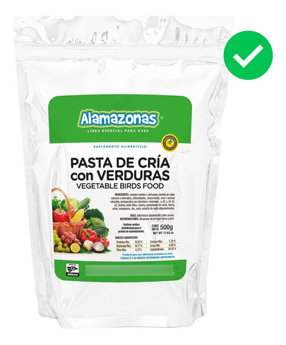 Kit 5 Pasta De Cría Con Verduras 500g Para Aves Alamazonas