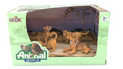 Set Animales De La Selva Cachorros Tigres X 4 Animal World 