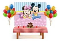Comprar Fondo De Tela Mickey Y Minnie Mouse Bebe Decorar Candy Bar
