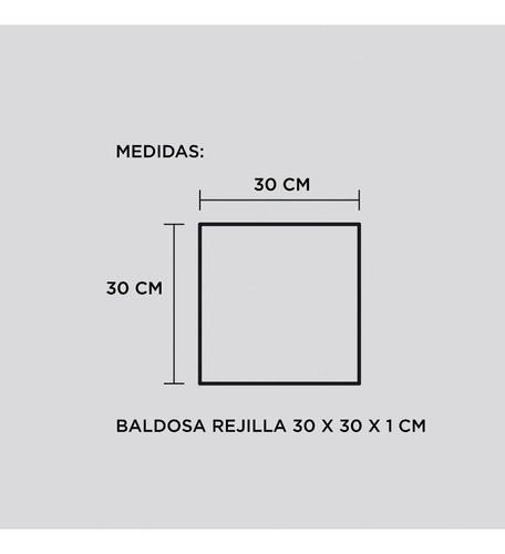 Piso Grilla Plástica, Baldosas Encastrables 30x30x10 Cm