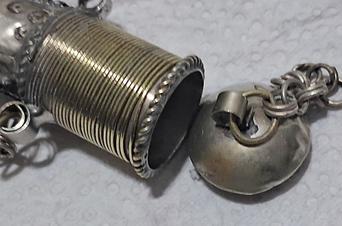 Antiguo Cuerno De Alpaca Contenedor De Pólvora 10cm X 6 Cm. (Usado)
