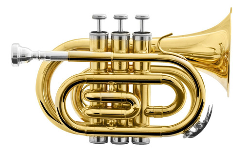 Trompete Pocket Bb Hmt-500l Laqueado Harmonics Dourado
