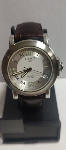Reloj Tissot 1853 Automático 25 Joyas Esqueleto No Mido Oris Café Oscuro Rojizo Acero Inoxidable Cepillado Blanco Y Plateado (Usado)