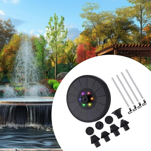 Fuente Solar Con Luces Led Y Baño For Pájaros Con Bomba De