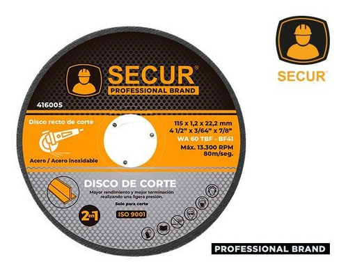 Disco Corte 4 1/2 - 115 X 1.2mm Secur- Ynter Industrial