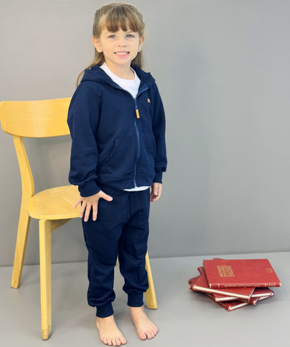 Conjunto Joggins Y Campera Escolar Para Niños Azul Oscuro 8