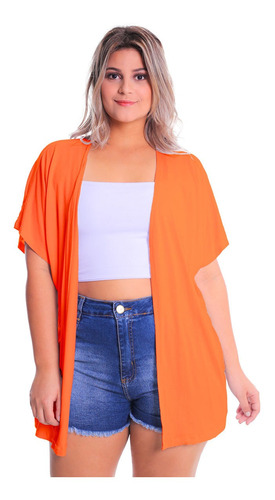 Kimono Plus Size Colete Alongado Feminino Quimono Malha