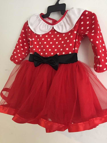 Vestido De Minnie Mouse Rojo Manga L. Bebé/niña Invierno | Meses sin intereses Vestido De Minnie Mouse Rojo Manga L. Bebé/niña Invierno | Meses sin intereses