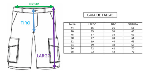 Talla Extra En Bermuda Tipo Cargo 44,46,48,50,52,54,56,58