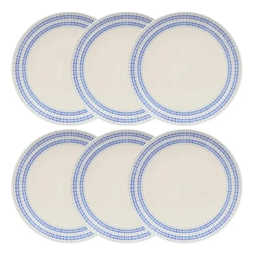 Juego de 6 platos planos (26 unidades) con Oxford Unni Batik