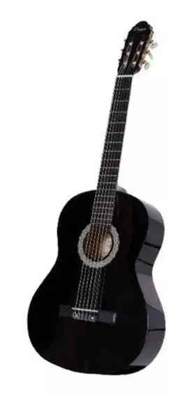 Guitarra criolla clásica Parquer Custom GC109 para diestros negra laca