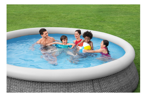 Pileta inflable redonda Bestway Fast Set 57443 de 3.66m x 76cm 5377L gris caja