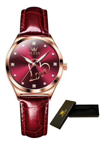 Reloj Olevs Luxury Diamond Luminous - Color de fondo rojo
