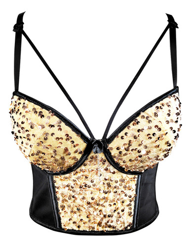 Black Bead - 42d/95 - Velvet Sequin Embroidered Bustier Crop