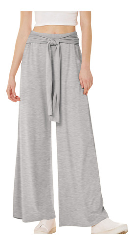 Pantalones Elásticos Con Cordones Color Talle Alto Wide-le 5