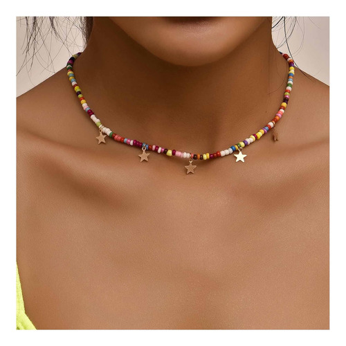 Allereyae Collar De Gargantilla De Arcoíris Bohemio, Collar