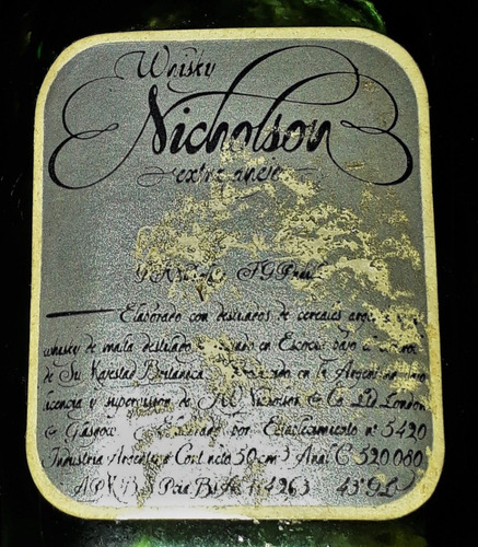 Botellita Miniatura Whisky Nicholson Extra Añejo Cerrada (Usado)