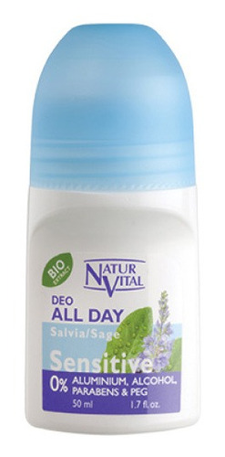 Imagen 1 de 2 de Desodorante Roll On Sensitive Salvia 50 Ml Natur Vital