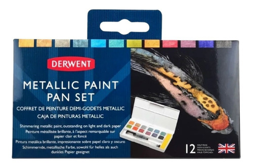 Pintura Acuarela Metallic Derwent Set 12 Pastillas Metalicas