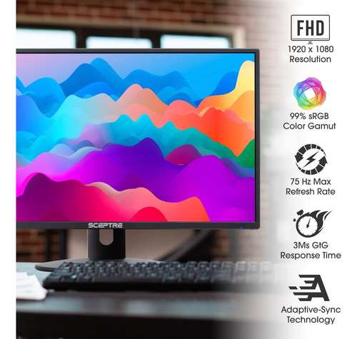 Sceptre Nuevo Monitor Led Fhd De 22 Pulgadas, 75 Hz, 2 Altav