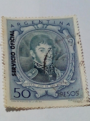 Estampilla Argentina 696  San Martín   Serv. Of        (11)