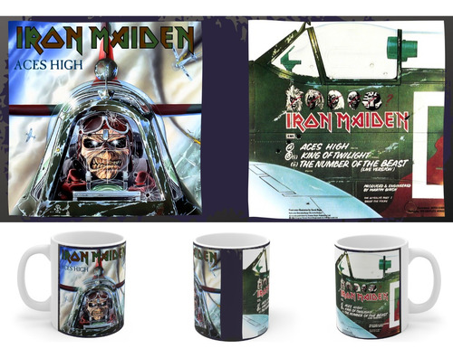 Rnm-0480 Taza Tazon Iron Maiden - Aces High (front/back Art)