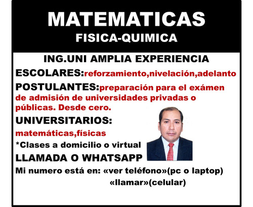 Profesor Particular(uni) Clases Matemáticas,física,química