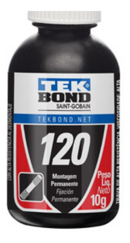 Imagem 2 de 6 de Trava Parafuso At120 Vermelho 10g Adesivo Anaeróbico Tekbond