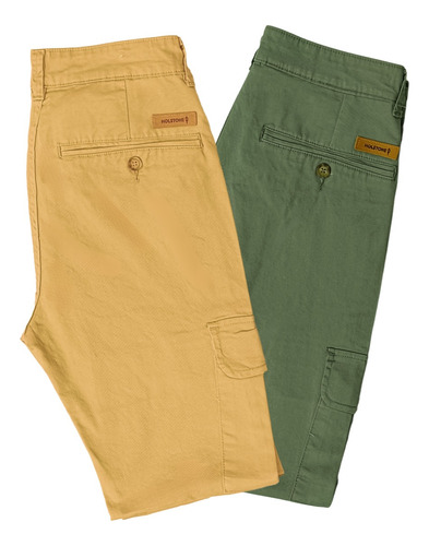 2 Pack Pantalones Estilo Chino Cargo De Gabardina Holstone