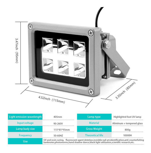 Lámpara De Curado Led Uv De 85-260 V Y 405 Nm De Resina Para