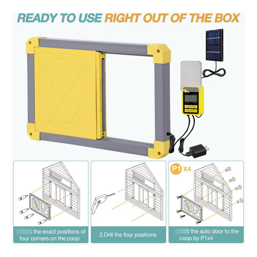 Puerta Automática Gallinero Marca Xyz Modelo Abc Gris Gris
