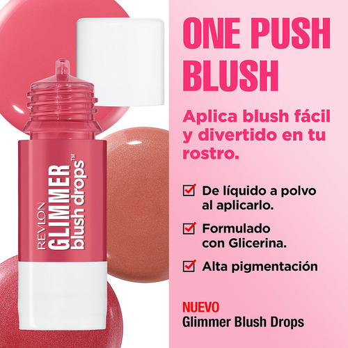 Rubor Revlon Glimmer Blush Drops Tono Pink It Over 9.4ml