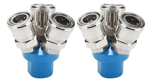 2conector Rápido Triple De 1/4 Salida De Aire Compresor Aire Azul