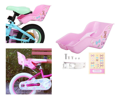 Asiento De Bicicleta De Muñeca Con Calcomanías De Rosado .