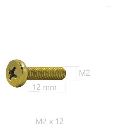 Parafuso Cabeça Panela Phillips M2 X 12 Mm - 100 Peças