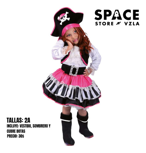 Disfraz De Pirata Deluxe Para Niñas Talla: 2a 