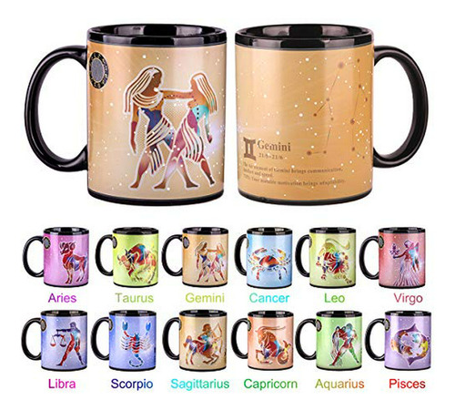 Taza Cambio De Color Con Constelaciones Zodiacales.