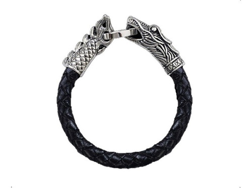 Pulsera De Cuero Dragon Caballero Trenzado Moda 2019