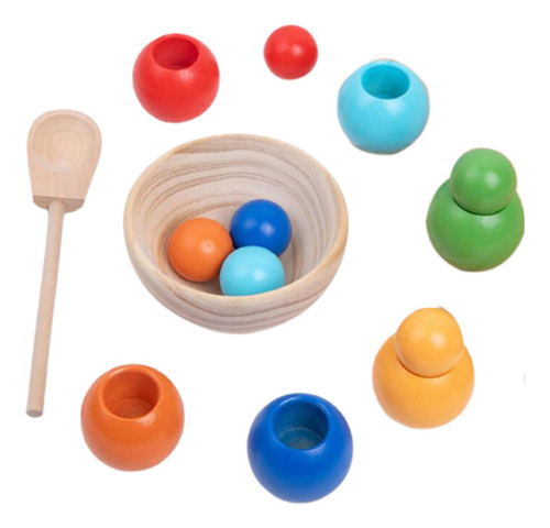 Rainbow Balls In Cups Juguete Montessori Juguete 6 Colores