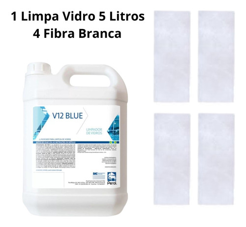 Limpa Vidro Concentrado V12 Blue 5l 4 Fibra Branca Leve