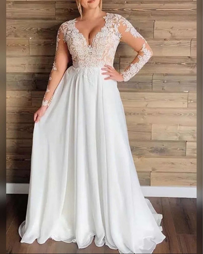 Vestido De Noiva Plus Size Modelo Princesa Renda Harvy