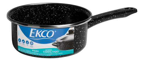 Cazo De 14 Cm De Acero Esmalte Vitrificado Color Negro