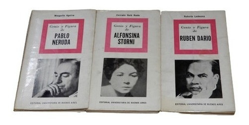 Lote De 3 Libros Genio Y Figura. Neruda, Ruben Dario, S&-.