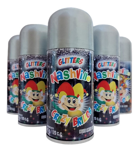 Glitter Brillos X6 Unid Plateados Aerosol Nashville 