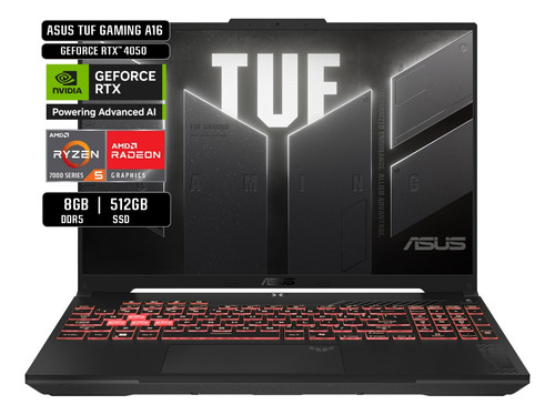 Laptop Asus Tuf Gaming A16 Fa607 Amd R5 Rtx4050 8gb 512gb Gris
