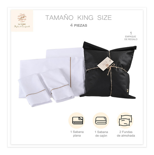 Sábanas 2800 Hilos Extra Suave King Size Color Blanco
